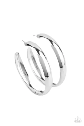 BEVEL In It Silver Hoop Earrings - Paparazzi Accessories