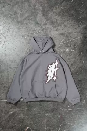 BIG F DARK GREY SNAP BUTTON HOODIE