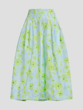 Floral A-Line Midi Skirt