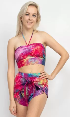 Jr Halter Top - Ruched - Tie Dye