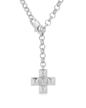 Molten Cross Pendant Necklace- Silver